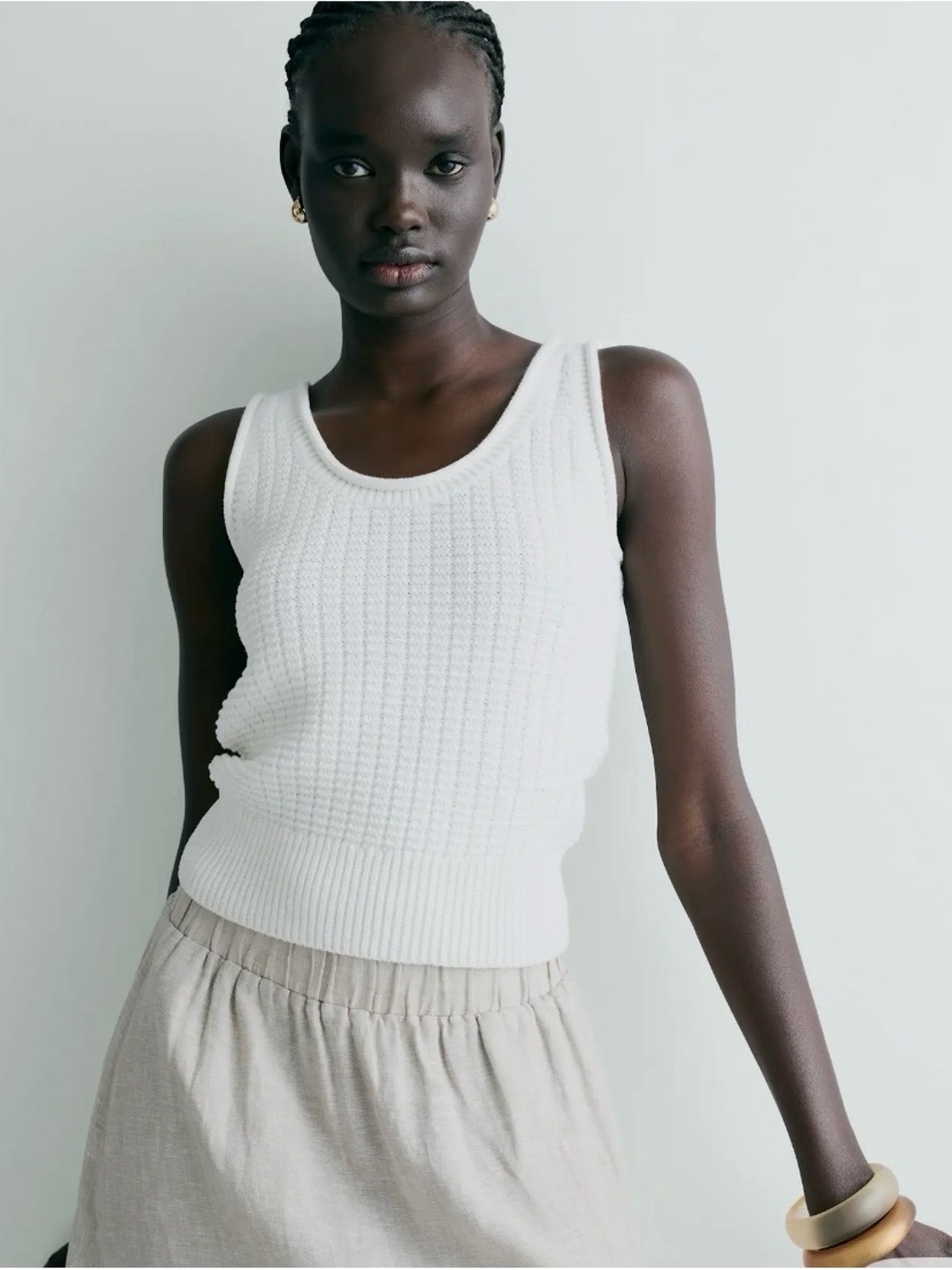 Quince Ivory Knit Tank Top